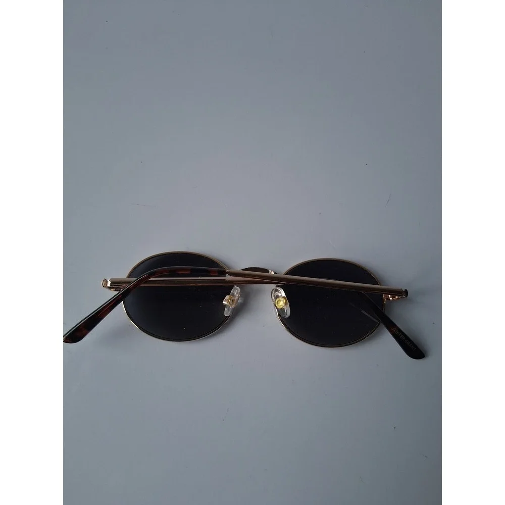 Foster Grant Rose Gold Oval Sunglasses Rhinestone Bridge NS0323 Dark Tint Lenses